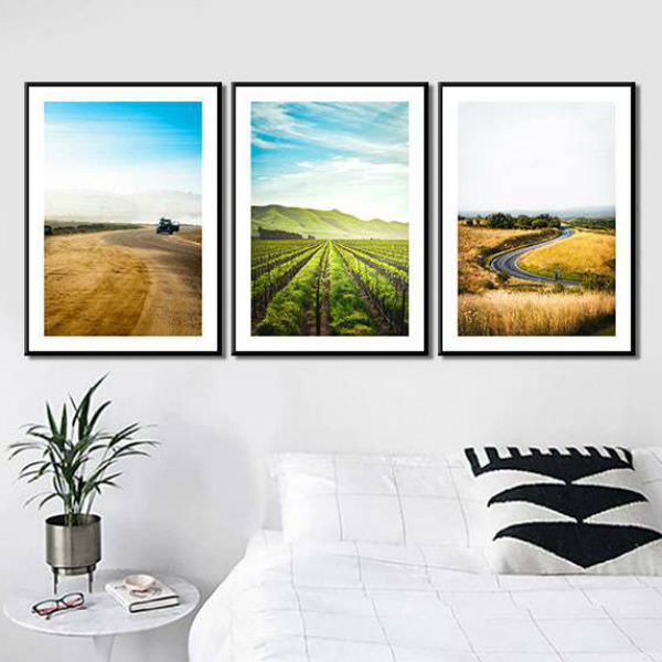 Bộ 3 Tranh Ép Gỗ MDF Treo Tường Đồng Quê Châu Âu W547