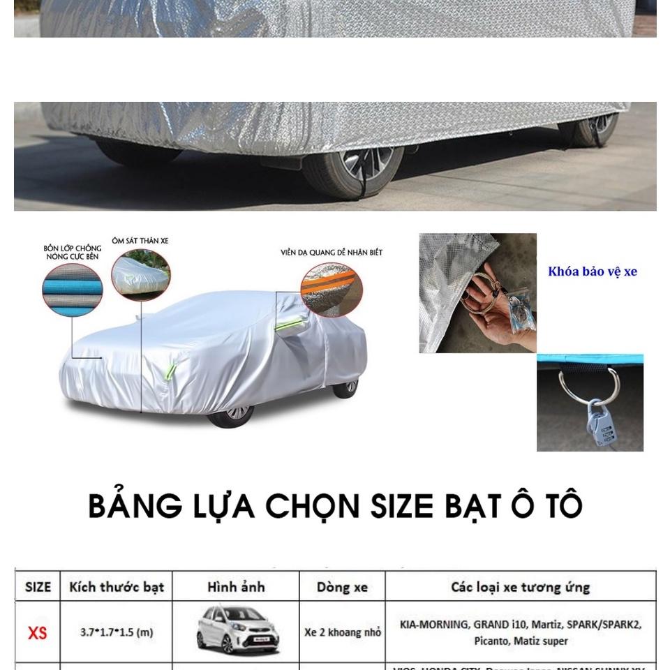 Bạt Phủ Ô Tô Hyundai Grand i10, Hatchback CAO CẤP 3 LỚP Tráng Bạc Cách Nhiệt, Chống Nước
