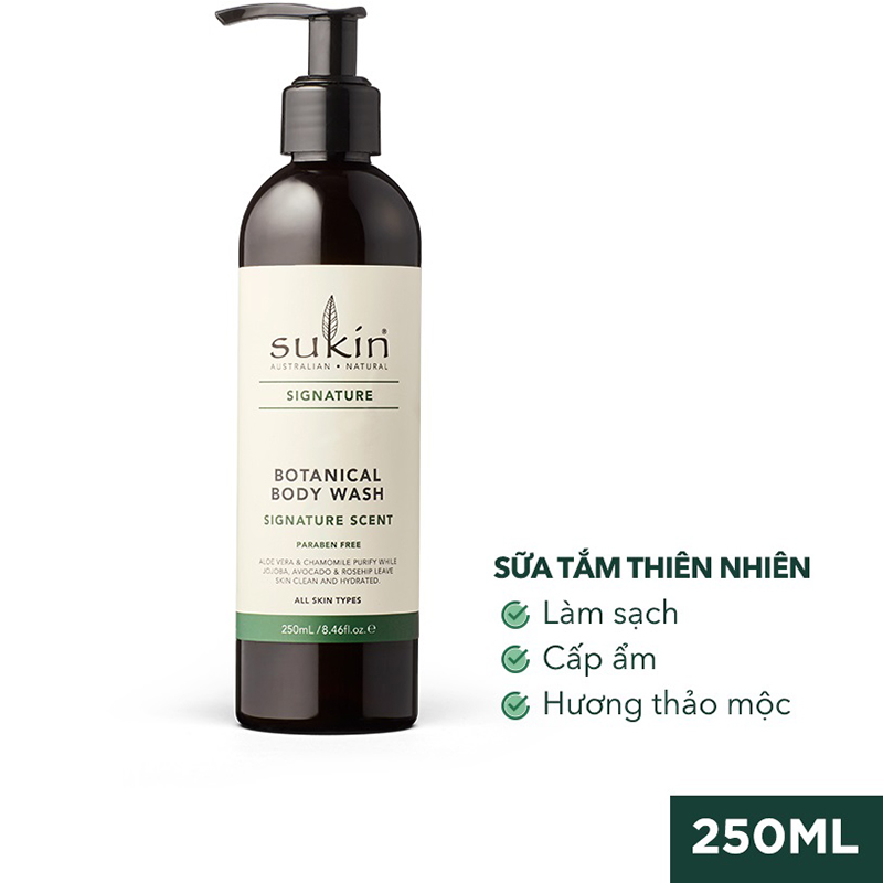 Bộ Chăm Sóc Cơ Thể Sữa Tắm Thiên Nhiên Sukin Botanical Body Wash 250ml + Sữa Dưỡng Thể Cấp Ẩm Sukin Hydrating Body Lotion Signature Scent 500ml