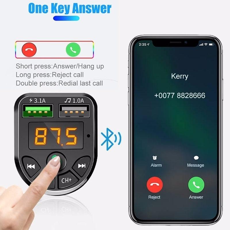 Bộ phát FM đa năng Bluetooth 5.0 trên ô tô Bộ điều chế MP3 Máy nghe nhạc MP3 Rảnh tay không dây Nhận âm thanh