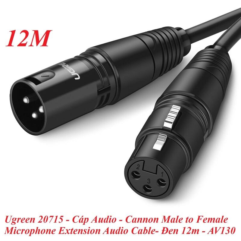 Ugreen UG20715AV130TK 12M Màu Đen Cáp nối dài Microphone cannon âm thanh - HÀNG CHÍNH HÃNG