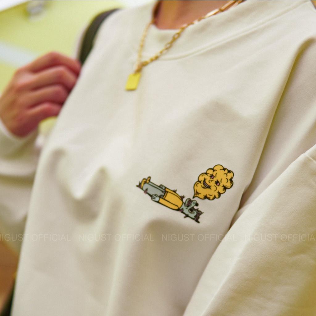 Áo sweater nam nữ local brand NIGUST Way Out West N202 chất liệu nỉ da cá form rộng màu đen trắng Fullbox