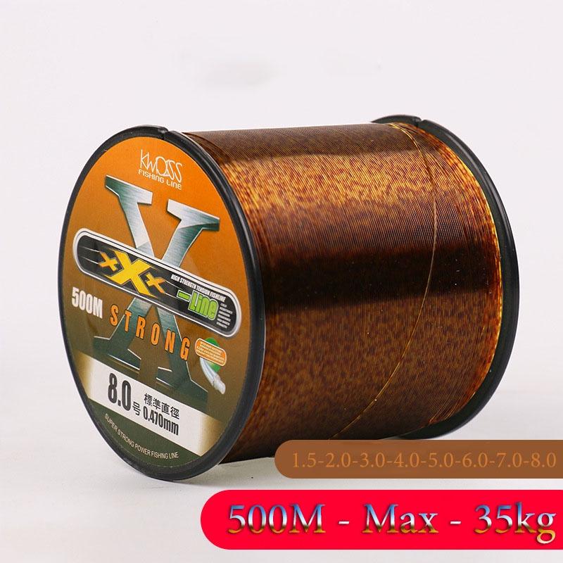 Cước câu cá 500m cao cấp Dây câu tàng hình X S trong line màu nâu vàng X5