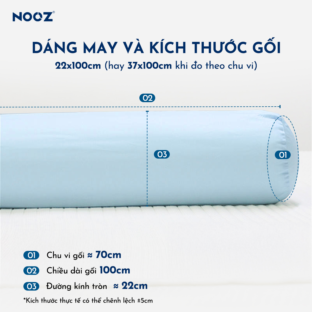 Vỏ Gối Ôm Lạnh NOOZ Vải Mát Lạnh Mềm Mịn Nhiều Màu Có Khóa Kéo 37x100cm