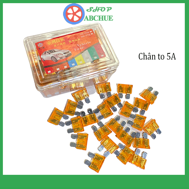 Cầu chì ô tô xe hơi chân to có cường độ dòng điện Là 5A sử dụng cho các dòng xe tải