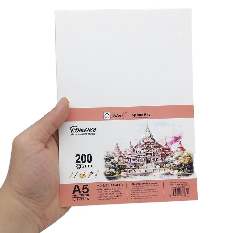 Giấy Vẽ Đa Năng Romance - A5 200gsm - Mix Media Paper - Zen Art TMG 8381 (20 Tờ)