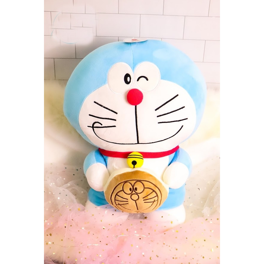 Gối mền Doraemon cầm bánh lông mịn - Xanh da trời - 45420