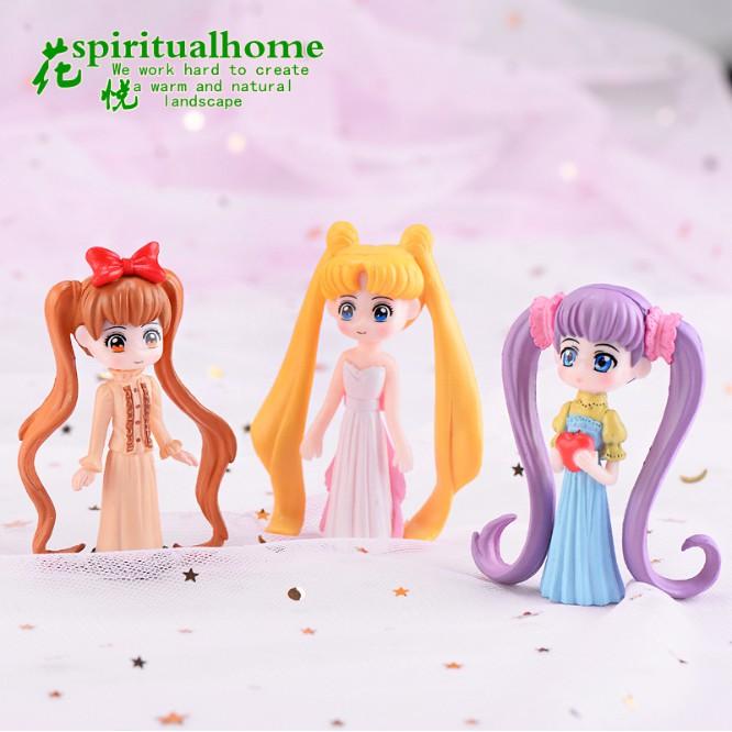 Mô hình thủy thủ mặt trăng và các nàng tiên dễ thương thích hợp trang trí bánh cưới, móc chìa khóa, bánh sinh nhật, DIY