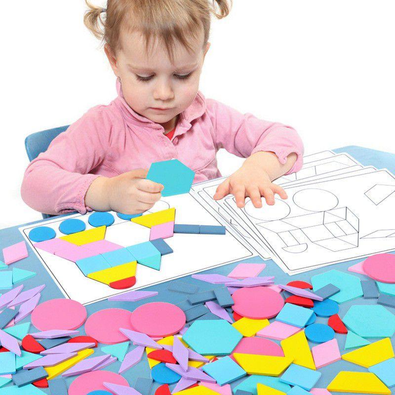BỘ GHÉP HÌNH KHỐI SÁNG TẠO FUN BOARD 180 MIẾNG GHÉP- Thẻ cán bóng kích thước to