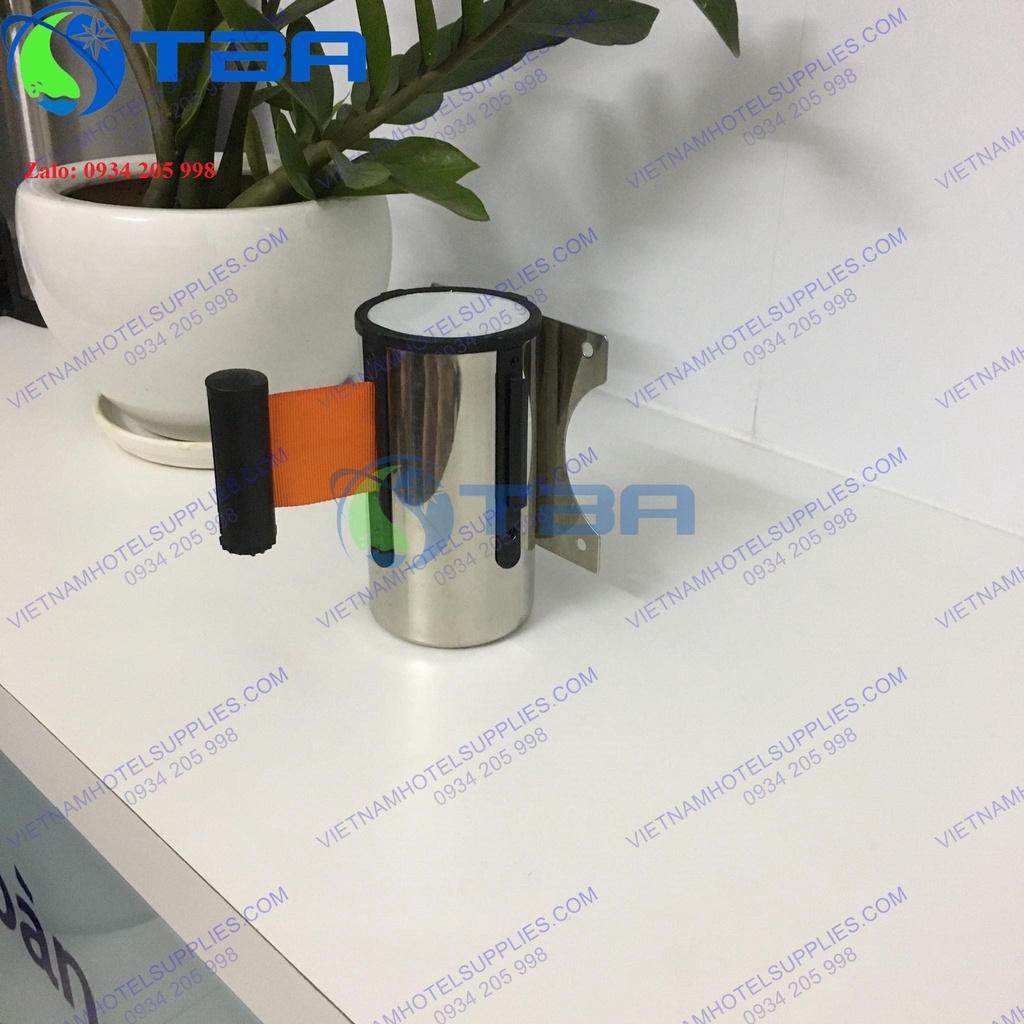 Trụ chắn 5m inox gắn tường nhập khẩu cao cấp với dây căng màu cam