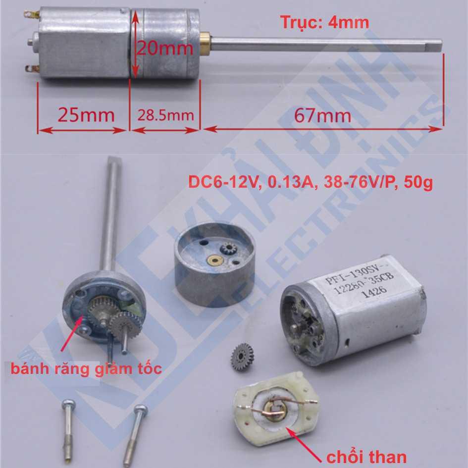 Động cơ giảm tốc PFI-130 trục dài, 12Vdc, 76V/P kde2566