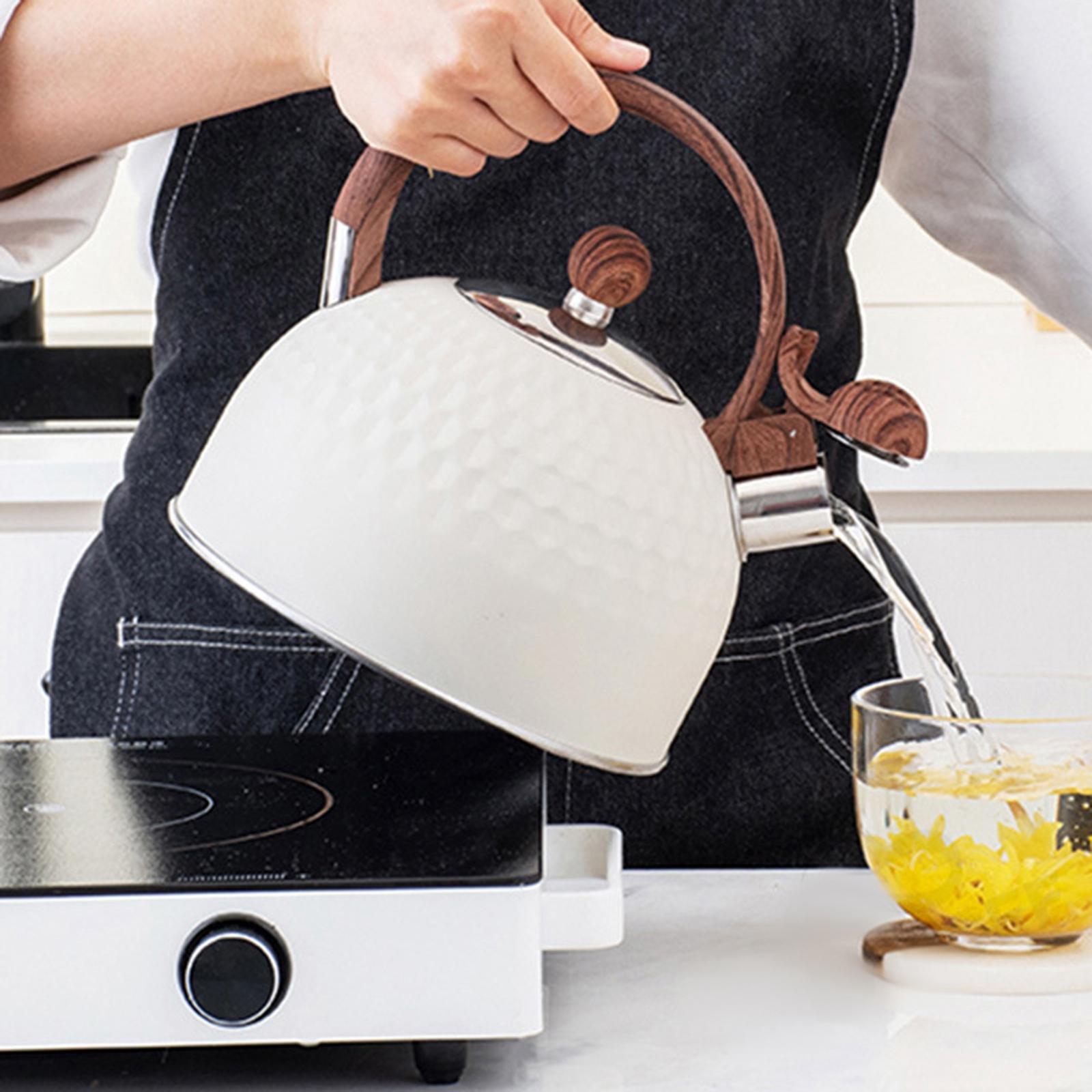 2.5L White Whistling Tea Kettle Water Kettle Stainless Steel Rust-Resistant