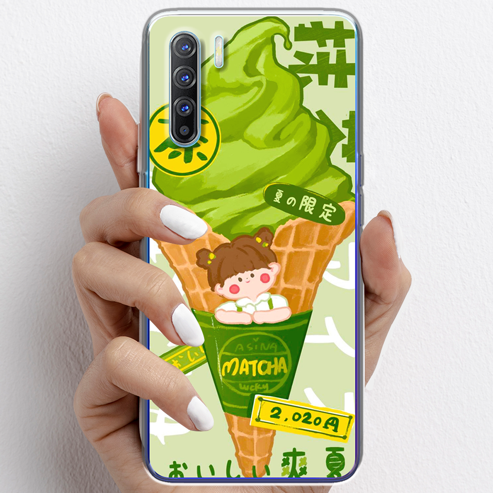 Ốp lưng cho Oppo Reno3, Reno3 Pro nhựa TPU mẫu Kem trà xanh