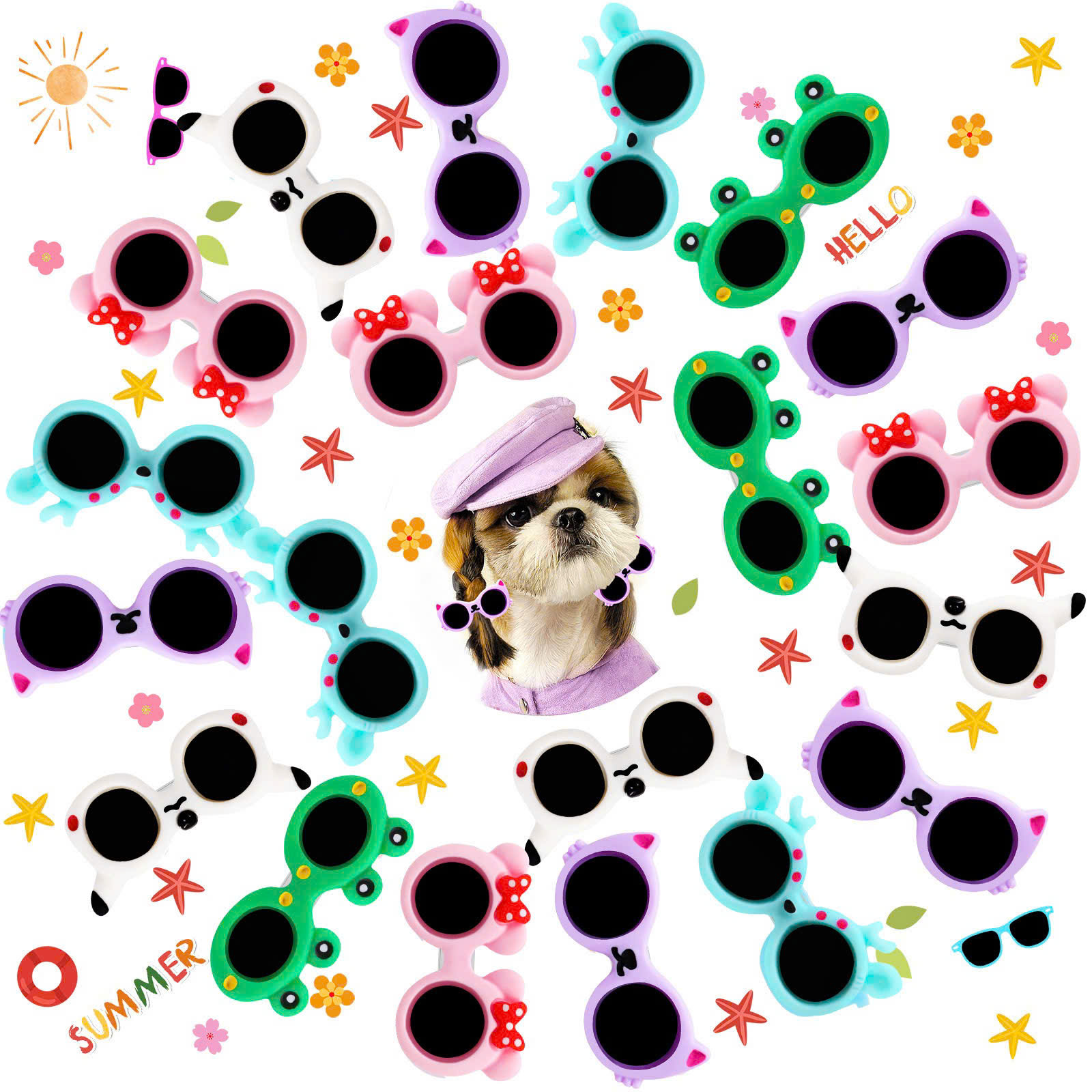 NƠ KẸP TÓC CÀI TÓC THỜI TRANG DỄ THƯƠNG KÍNH RÂM ĐỘNG VẬT CÀI ĐẦU MÃ 30 CHO THÚ CƯNG CHÓ MÈO