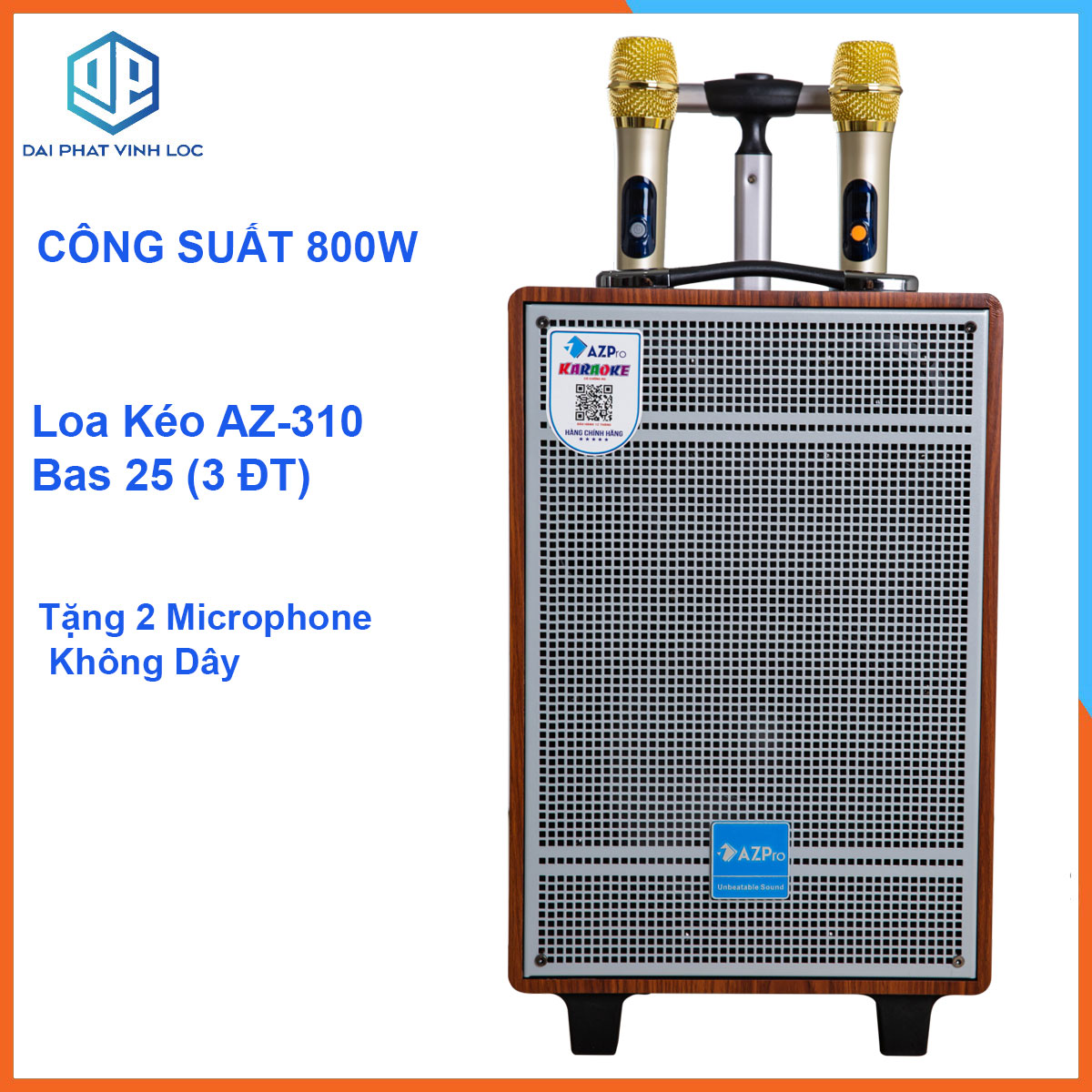 Loa Kéo Karaoke Công Suất Lớn 800W| Loa Kéo AZ-310 Bas 25 (3 ĐT)| Loa Kéo Bluetooth Đọc Được Usb Tặng 2 Mic Chống Hú Cực Tốt | Loa Kéo Di Động | Loa Kéo Giá Rẻ | Loa Kéo Karaoke Cao Cấp