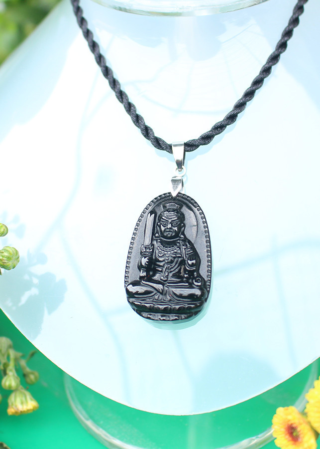 Mặt dây chuyền Bình An, may mắn,  Đá Núi lửa Obsidian,   Phật  Bất Động Minh Vương, Hộ mệnh cho Tuổi Dậu, VIP-Cỡ nhỏ,  MAN5_KOM