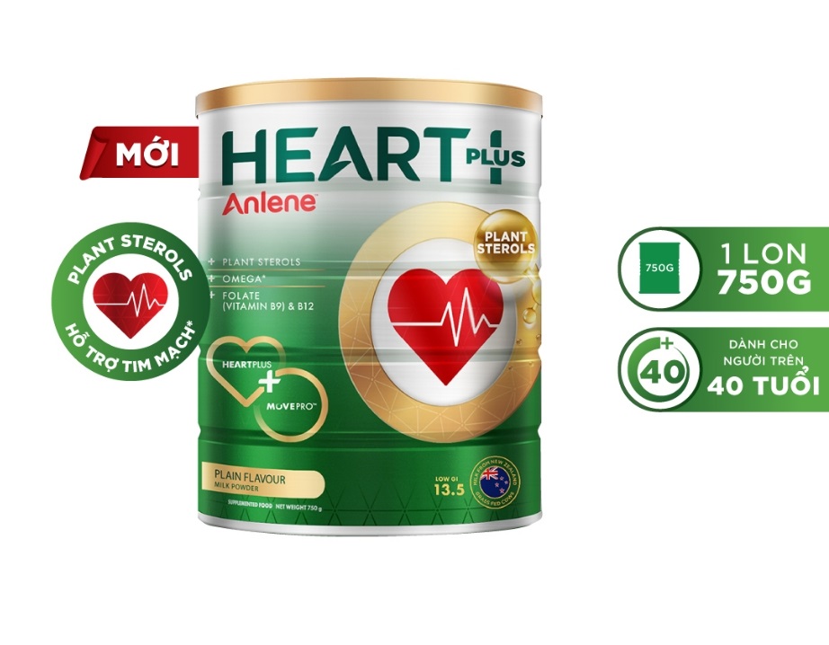 Anlene Heart Plus với dưỡng chất chăm sóc sức khỏe tim mạch 750g/lon