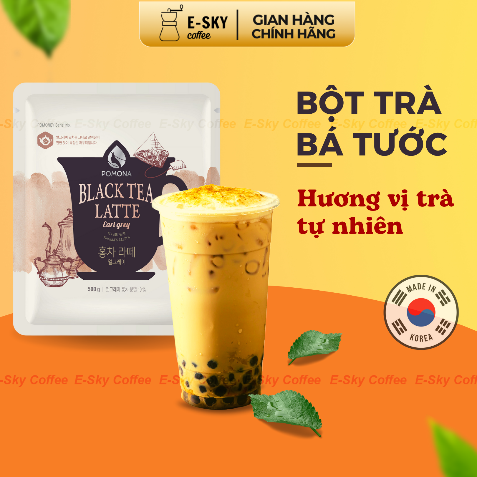 Bột Trà Bá Tước Pomona Earl Grey Tea Powder Nguyên Liệu Pha Chế Trà Sữa Milk Foam Hàn Quốc 500g