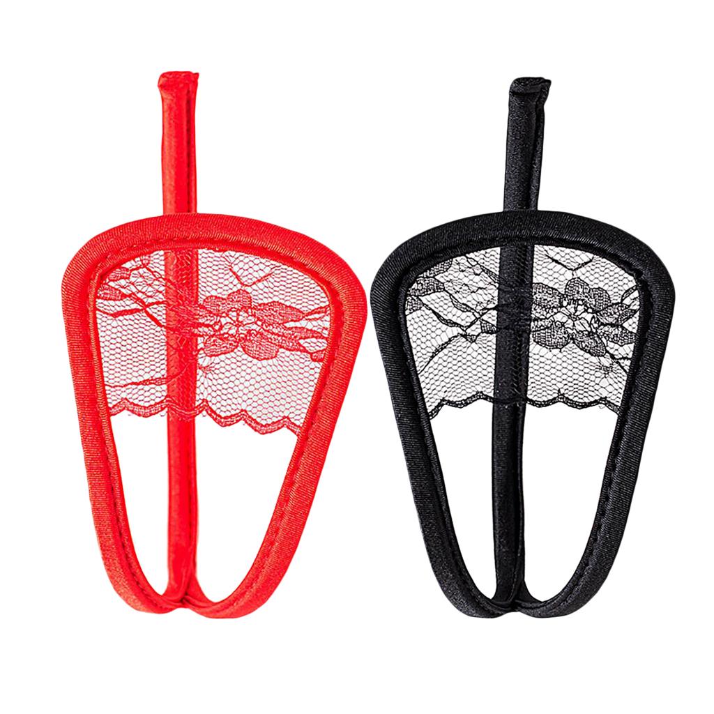 Mens Sexy Soft Lace C String Thong Invisible Underwear Panties Briefs Black