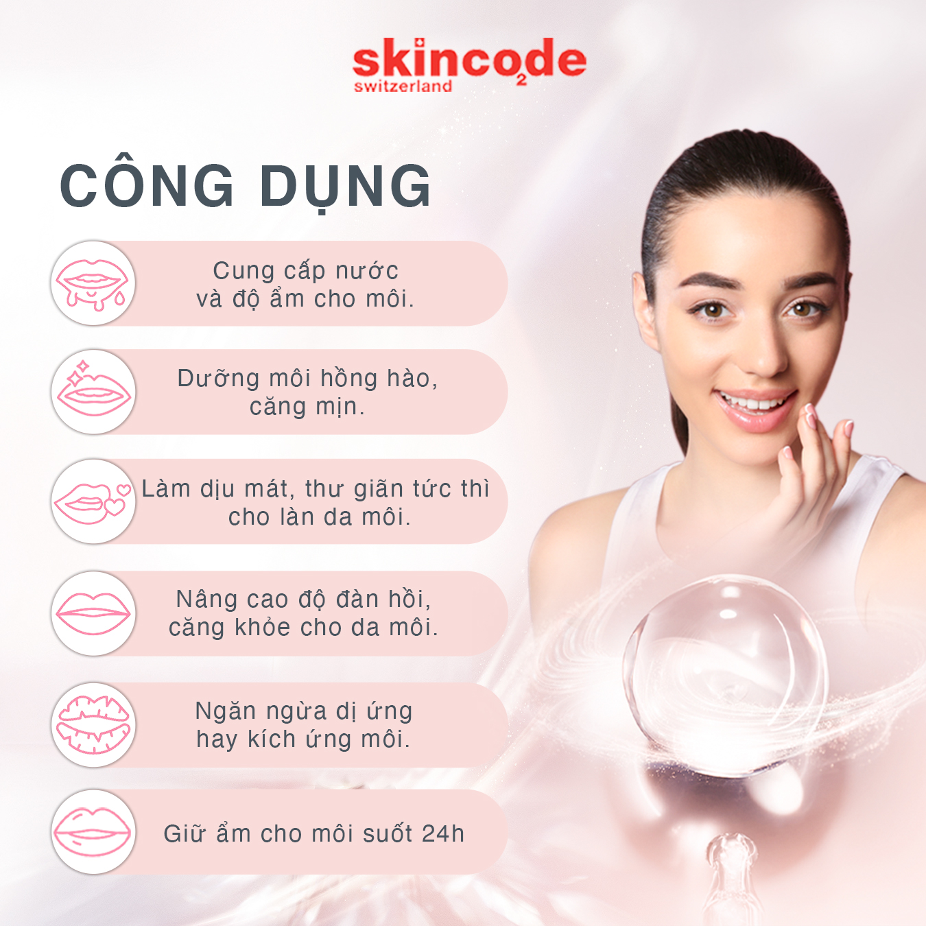 Son dưỡng ẩm môi Skincode 24h Intensive Moisturizing Lip Balm 10ml - MS 1035