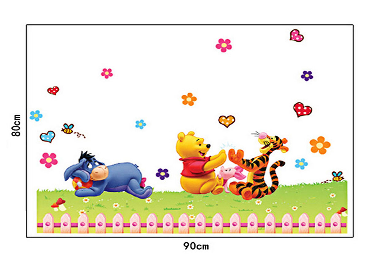 DECAL DÁN TƯỜNG GẤU POOH EEYORE CÙNG CHƠI ĐÙA