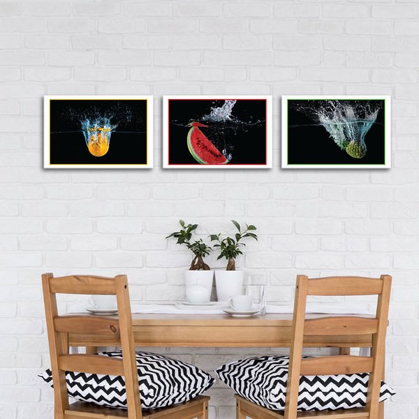 Bộ 3 Tranh Trang Trí Nhà Hàng - Tranh Hoa Quả Ấn Tượng Canvas Có Viền W1206