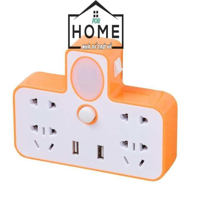 Ổ cắm 4 cổng kiêm đèn ngủ- 2 cổng usb- mẫu 2018