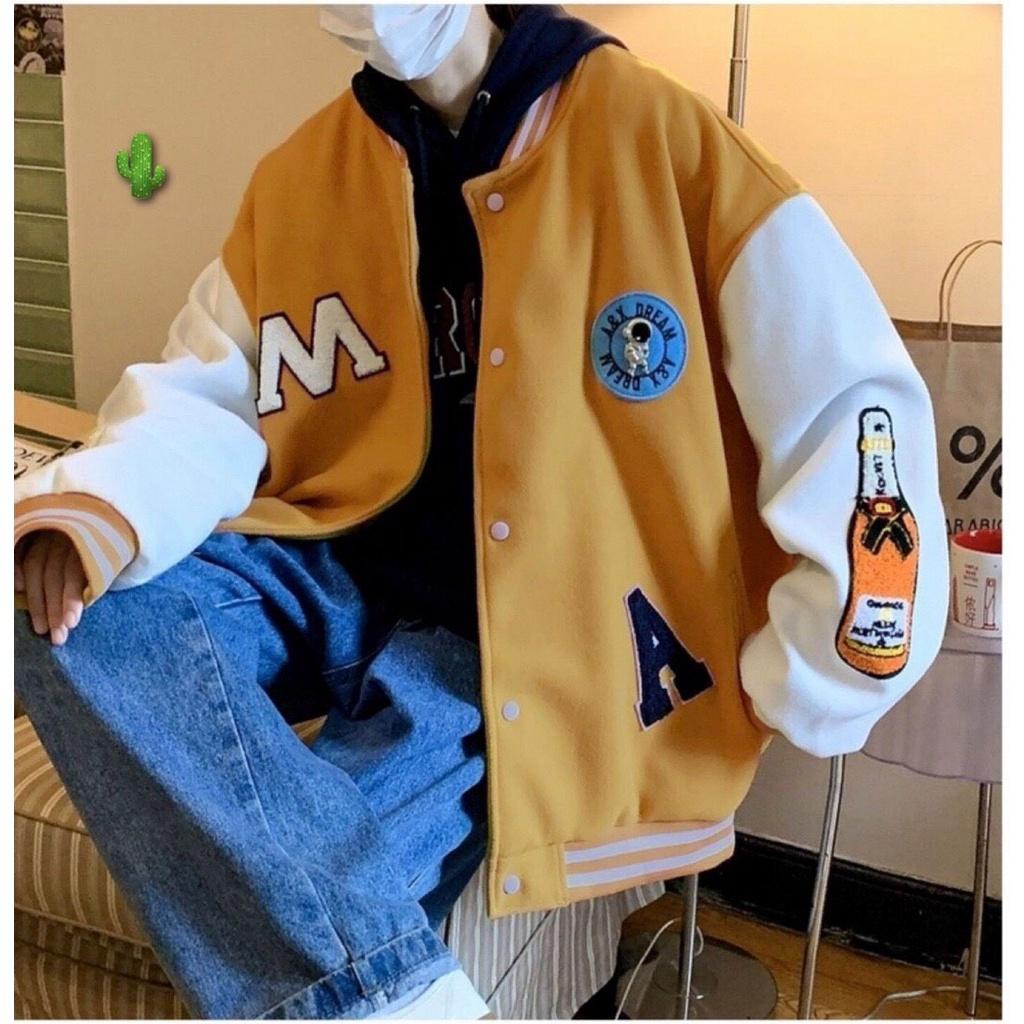 Áo Khoác Bomber Varsity Jacket in chữ A A&X in phối tay cá tính form Unisex Nam Nữ