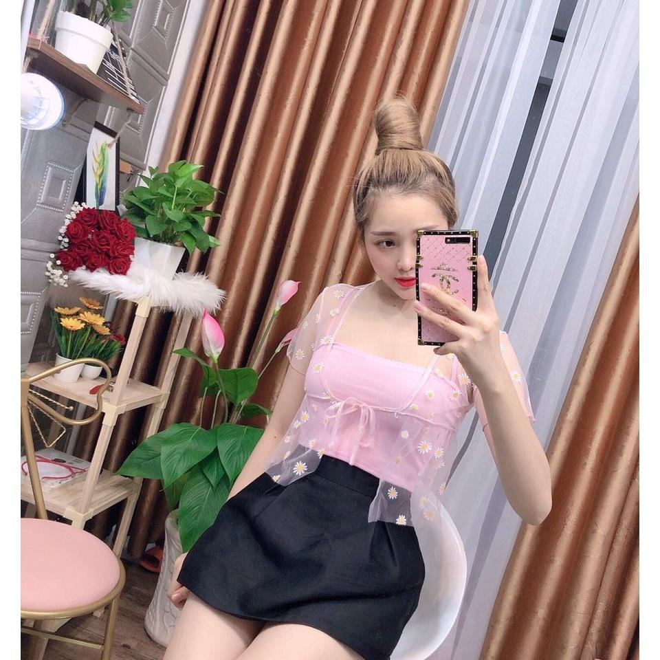 Áo Croptop Hoa Cúc cho nữ