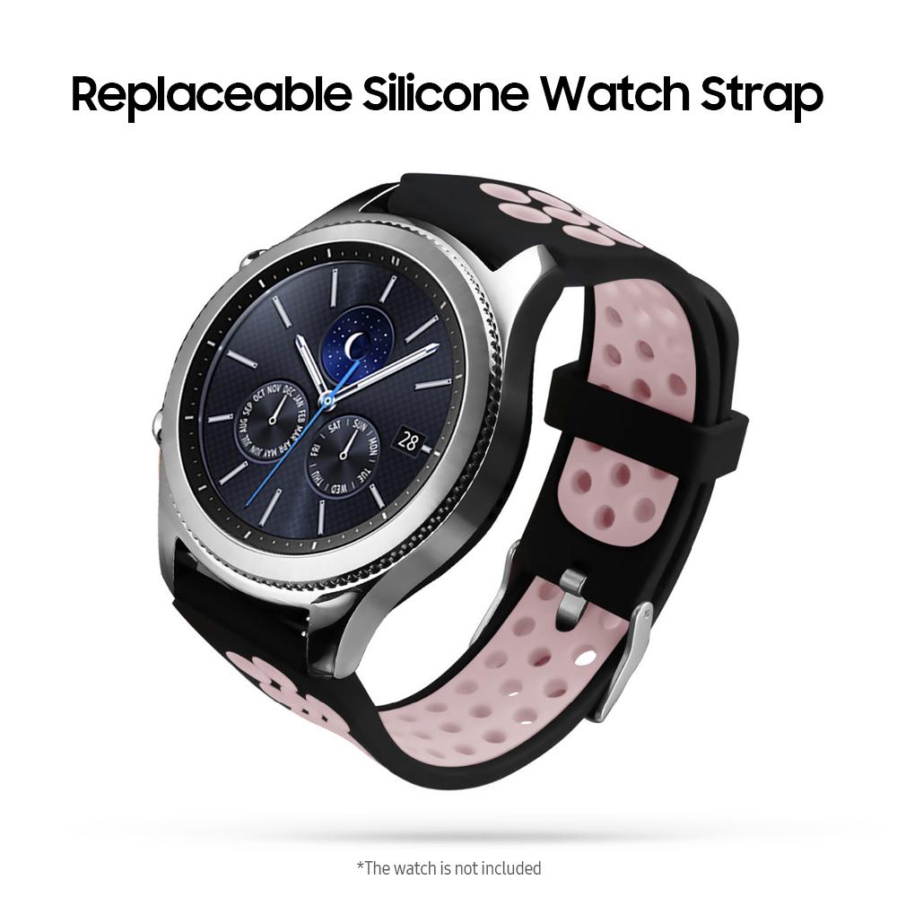 Replaceable Silicone Watch Strap Buckle Breathable Watch Band Strap Compatible with 22mm Universal Smart Watch Grey&Blue