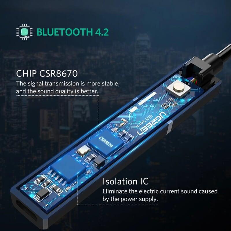 Ugreen UG50213CM150TK BT 4.2 màu Đen Bộ phát âm thanh Bluetooth 4.2 chuẩn Optical - HÀNG CHÍNH HÃNG