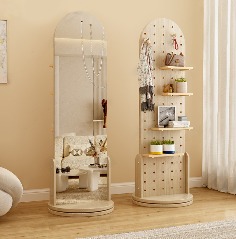 Gương toàn thân xoay 360 kèm kệ trang trí decor phong cách Hàn thương hiệu IGA - GP312