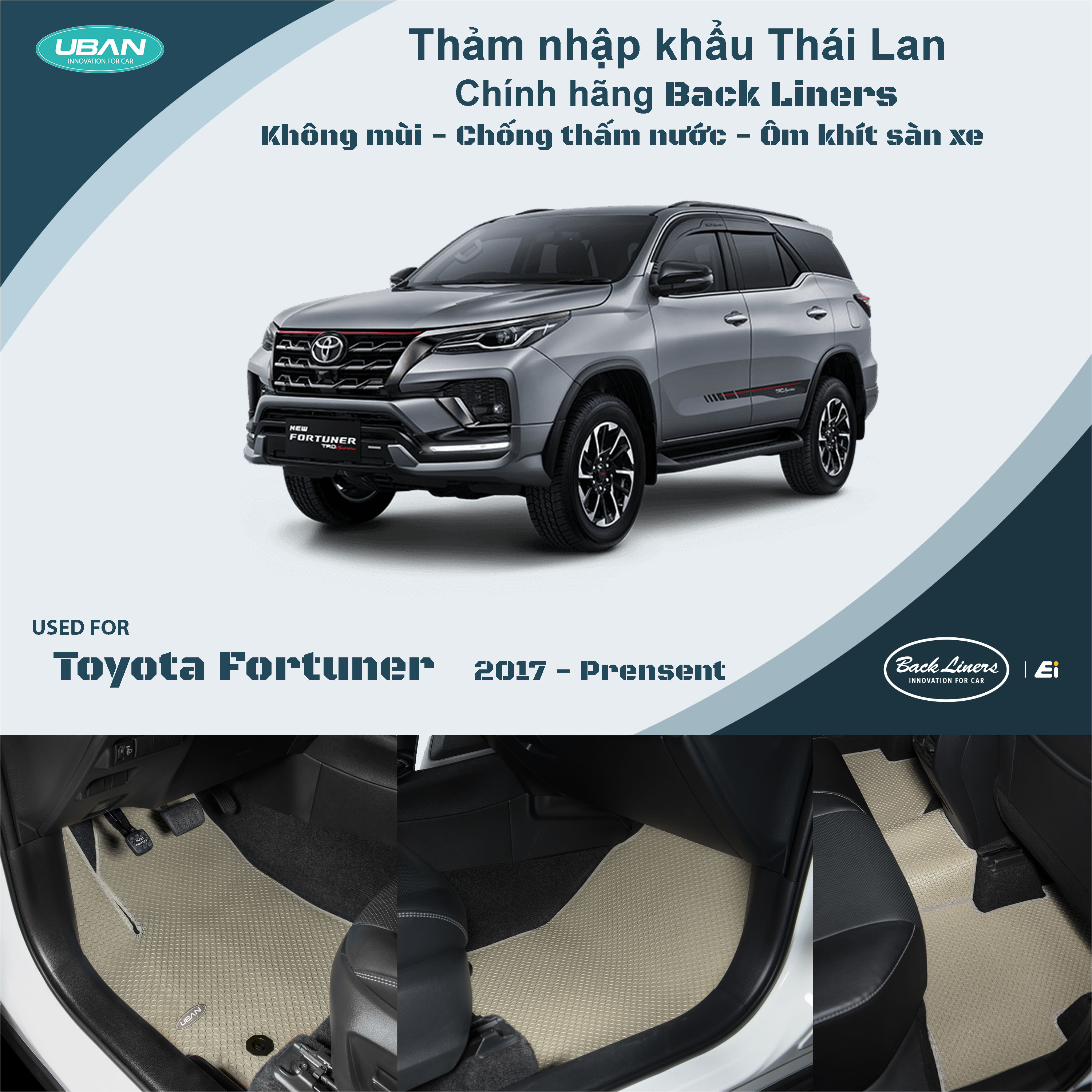 Thảm lót sàn ô tô UBAN cho xe Toyota Fortuner - Nhập khẩu Thái Lan