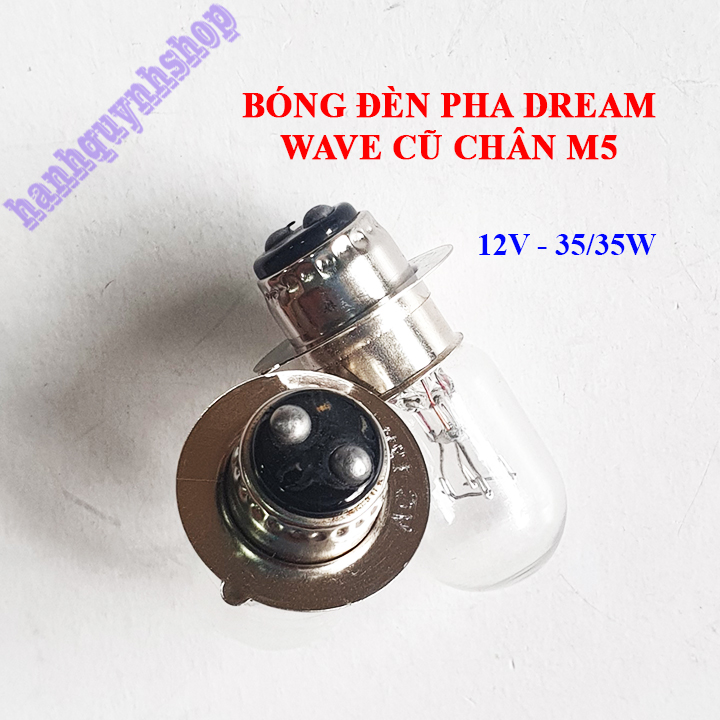 Bộ 2 bóng đèn pha xe Dream, Wave cũ, Future, Cub 12V 35/35W chân M5