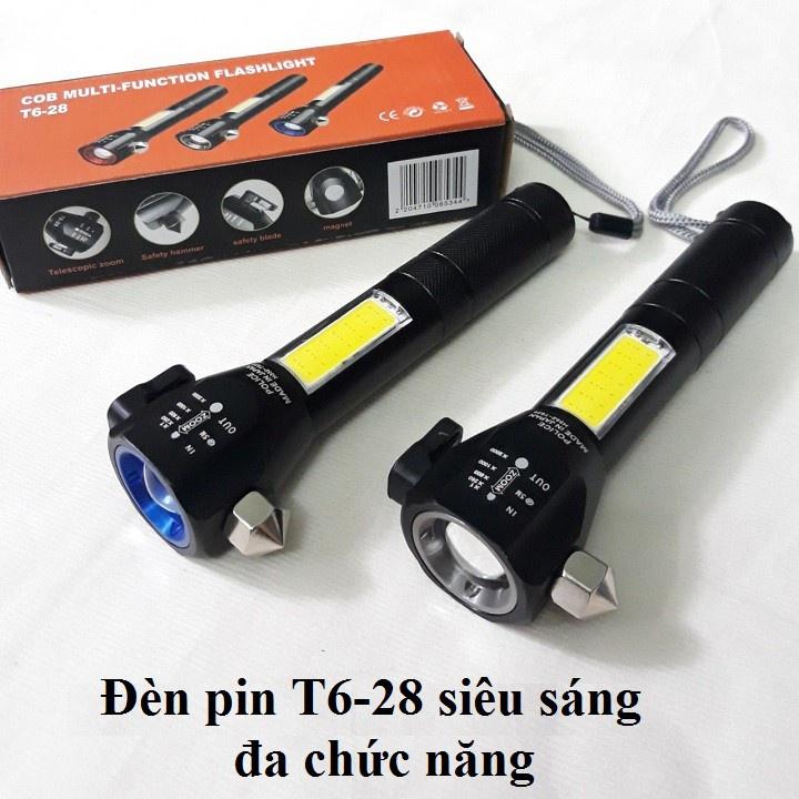 Đèn pin đa chức năng chuyên dụng T6 cắm trại dã ngoại full box 1 cái