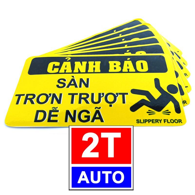 LOGO TEM STICKER SÀN TRƠN TRƯỢT DỄ NGÃ, CẨN THẬN TÉ NGÃ, CẢNH BÁO COI CHỪNG TRƠN TRƯỢT