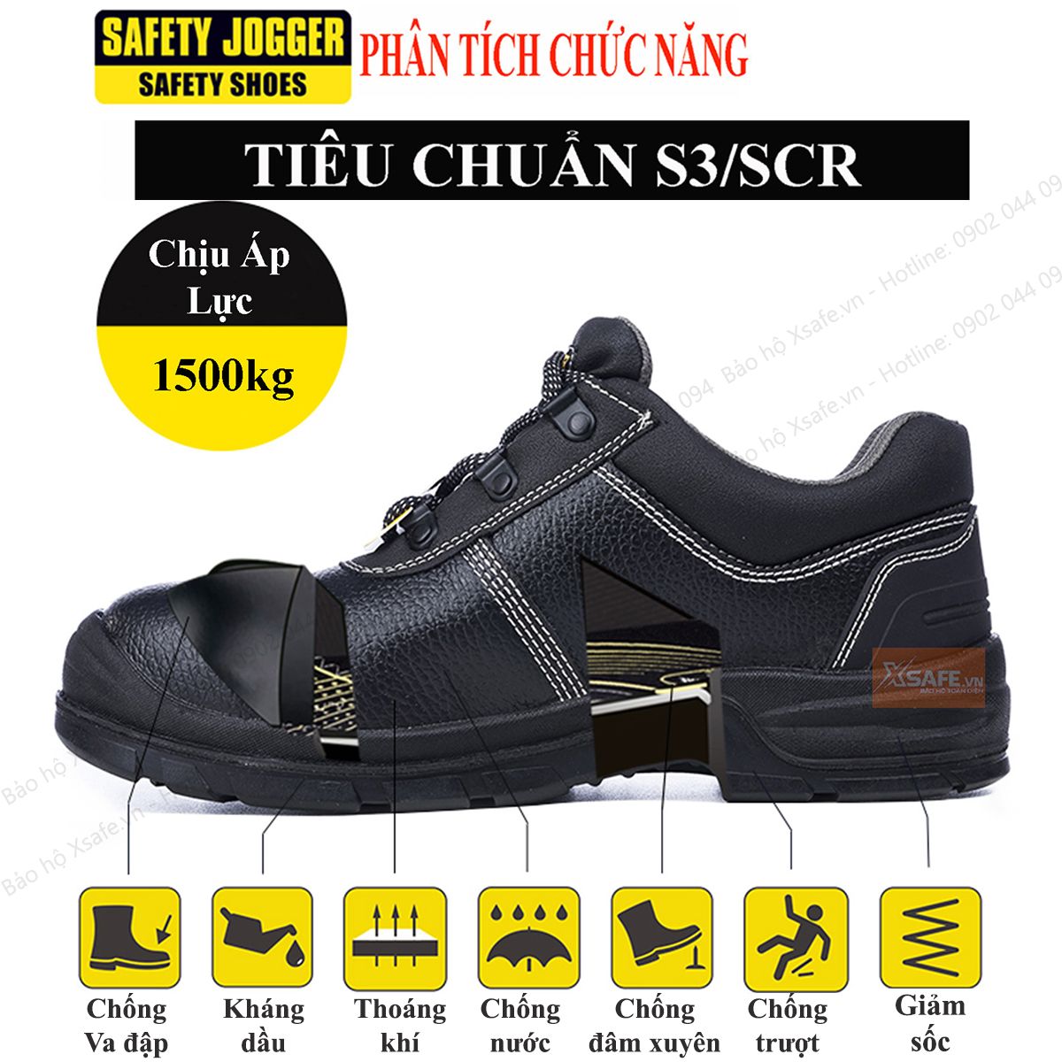 Giày bảo hộ Jogger Bestrun 2 da bò thật chống thấm nước bảo hộ chuẩn S3 Châu Âu Giày bảo hộ lao động Jogger Bỉ