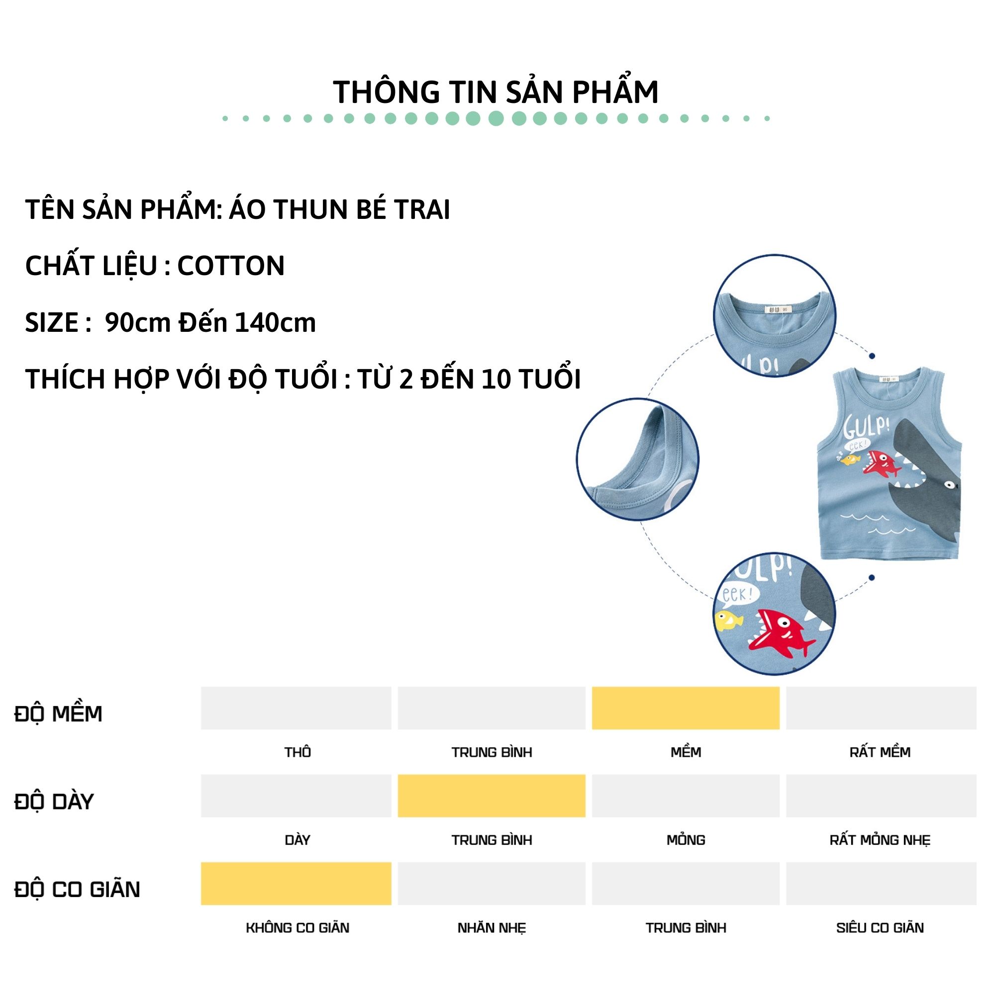 Áo ba lỗ bé trai 27Kids áo thun sát nách cho bé GULP - S1043