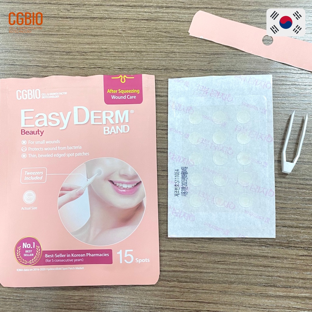 Miếng dán mụn giảm sưng viêm CGBIO EASYDERM BEAUTY - Tặng kèm nhíp gắp tiện dụng