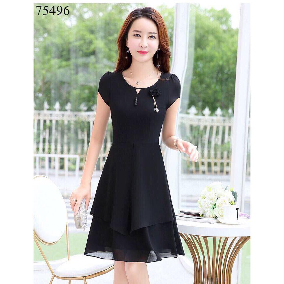 Đầm voan chiffon đính bông thanh lịch - sang trọng cho phái nữ/ có size 70KG