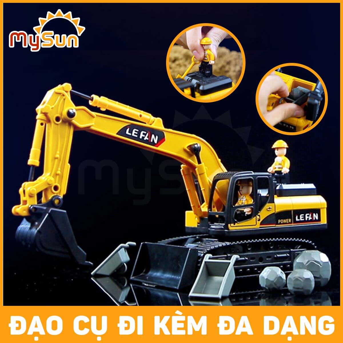 Mô hình xe ô tô công trình máy cần cẩu, máy múc xúc đất đồ chơi trẻ em loại to giá rẻ cho bé