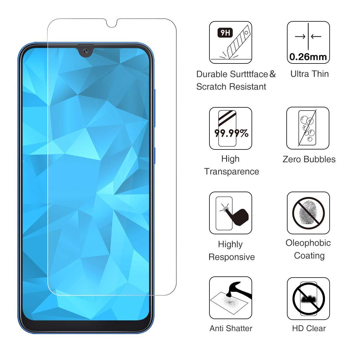 Tấm dán kính cường lực độ cứng 9H dành cho Samsung A10 - KCL01