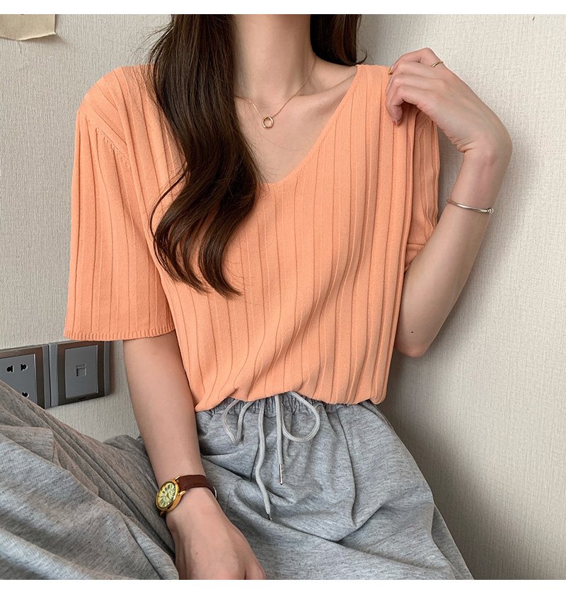 Áo len nữ, áo len ngắn tay thiết kế cổ tim freesize AH64,