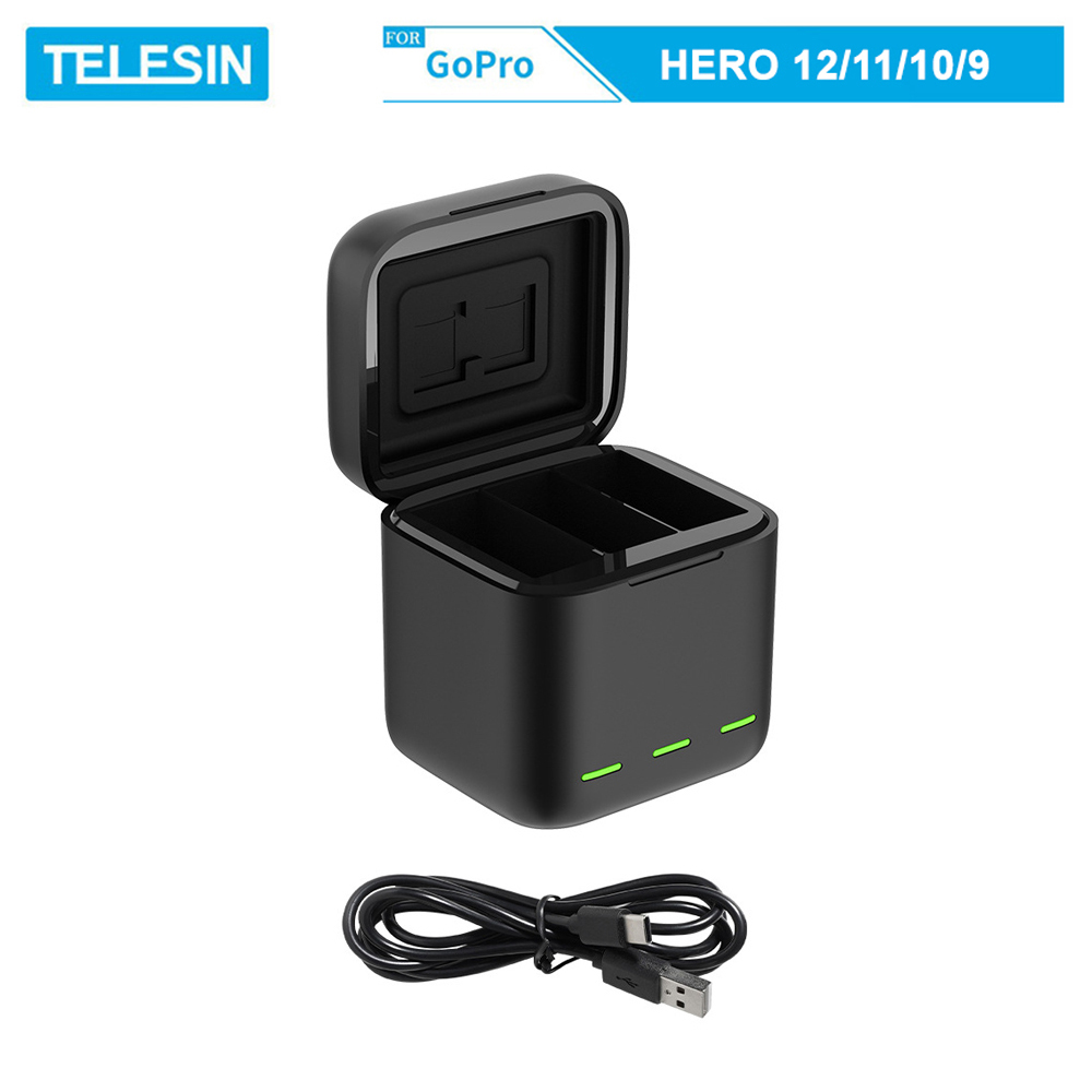 Sạc Telesin sạc 3 viên pin cùng lúc cho GoPro Hero 9, GoPro Hero 10, GoPro Hero 11, GoPro Hero 12 - (SG9-01)