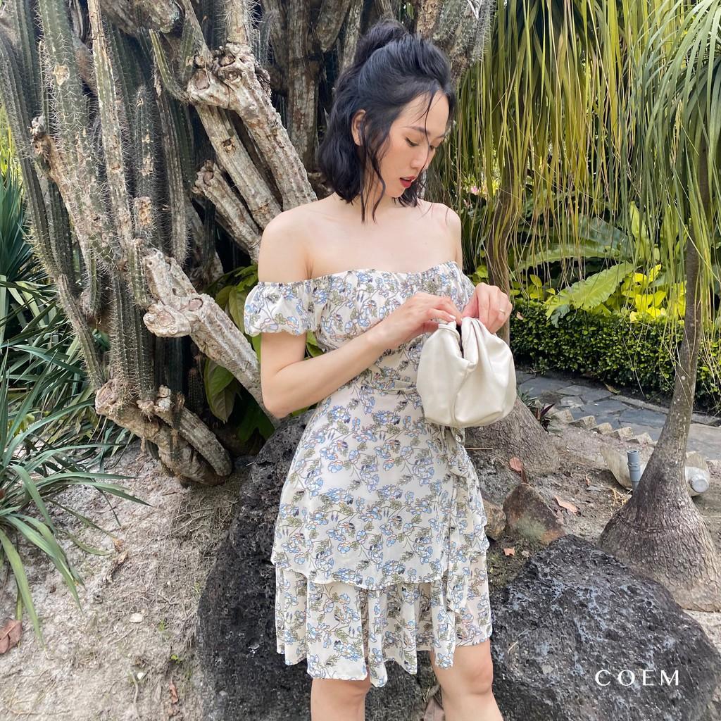 Đầm Hoa Ngắn Xòe Bồng 2 Tầng Tay Phồng Chất Liệu Lụa Nhung Cao Cấp CO EM Thiết Kế Phù Hợp Mọi Nơi