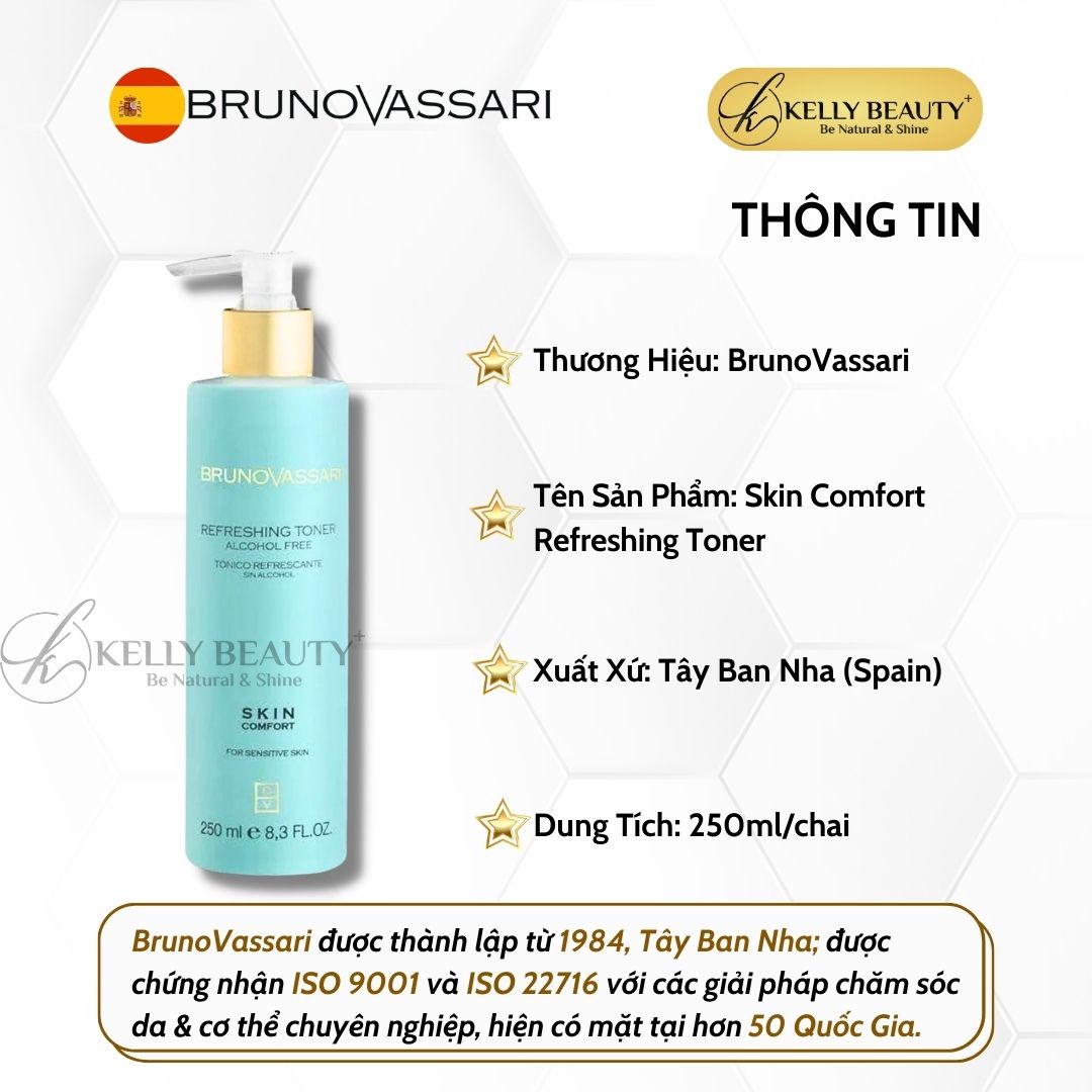 Nước Cân Bằng Cho Da Nhạy Cảm Bruno Vassari Skin Comfort Refreshing Toner | Kelly Beauty