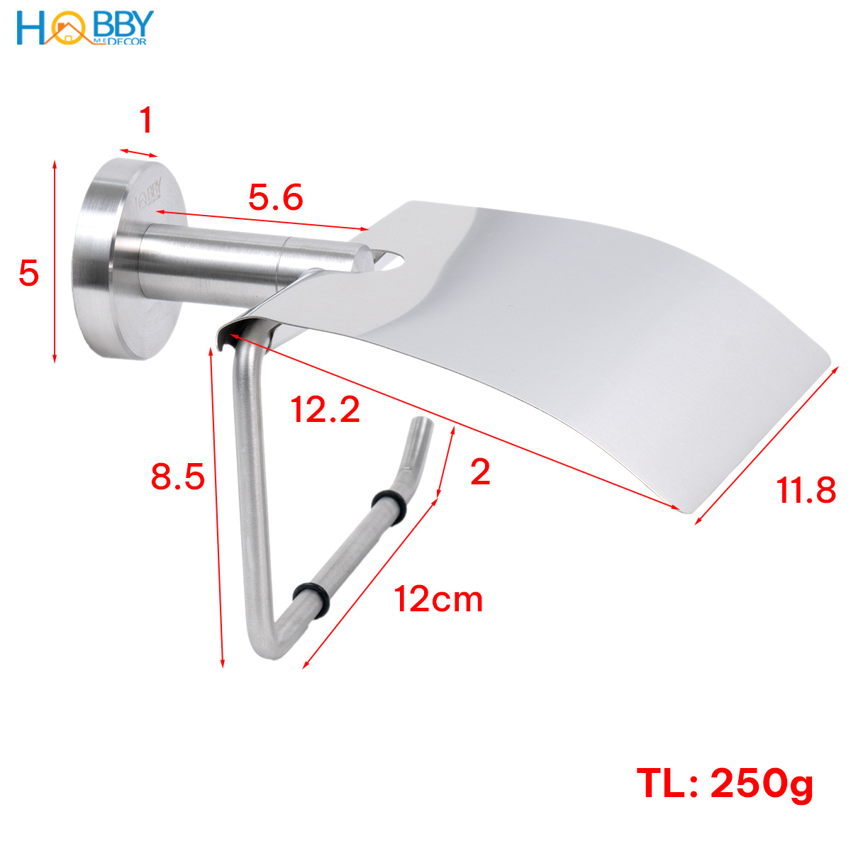 Giá Treo Cuộn Giấy Vệ Sinh Inox 304 Có Mái Che Hobby Home Decor G7