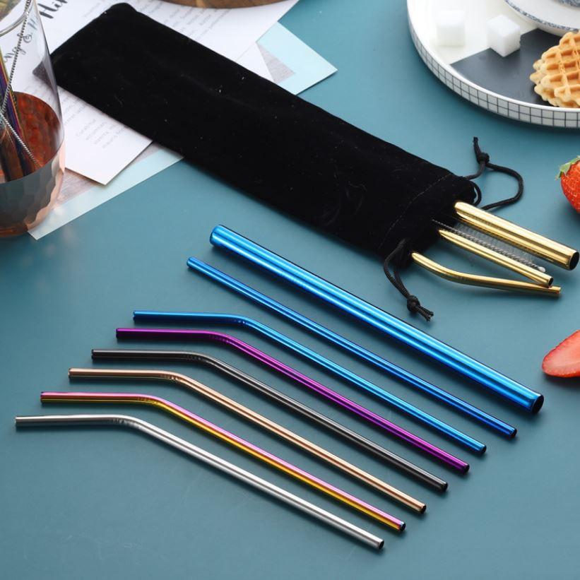 Ống hút kim loại inox - bàn chải cọ ống hút có thể tái sử dụng - bảo vệ môi trường Duashop