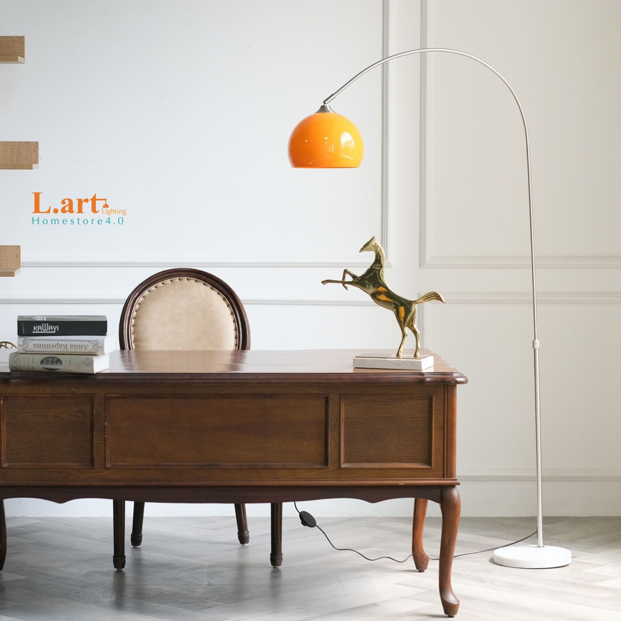 Đèn cây cho phòng khách đèn sàn dáng bow cong loại lớn hiện đại DCLA016