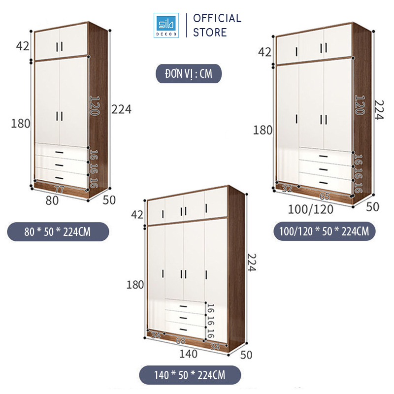 Tủ Quần Áo Hiện Đại Màu Trắng Phối Walnut Thương Hiệu SIB Decor